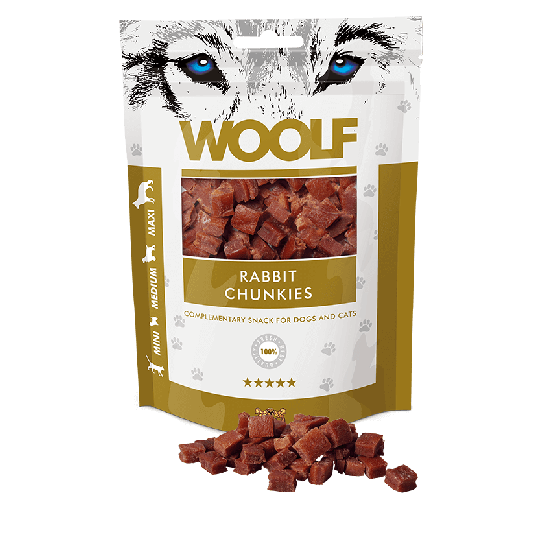 WOOLF RABBIT CHUNKIES - лакомство за куче и котка, на парченца, Заек, 100г -  - Zoolink