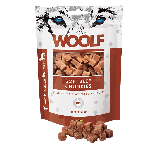 WOOLF BEEF CHUNKIES - лакомство за куче и котка, на парченца, Говеждо, 100г -  - Zoolink