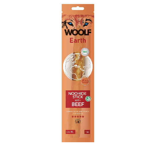 WOOLF EARTH NOOHIDE - XL лакомство за куче стик с говеждо, 85г - - Zoolink WOOLF EARTH NOOHIDE - XL лакомство за куче стик с говеждо, 85г - - Zoolink