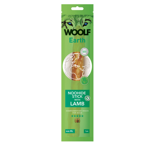 WOOLF EARTH NOOHIDE - XL лакомство за куче стик с агнешко, 85г -  - Zoolink