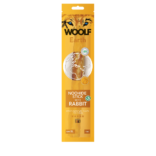 WOOLF EARTH NOOHIDE - XL лакомство за куче стик със заешко, 85г -  - Zoolink