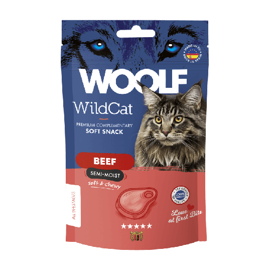WOOLF WILDCAT SOFT SNACK - полувлажно лакомство за котка, Говеждо, 50г -  - Zoolink