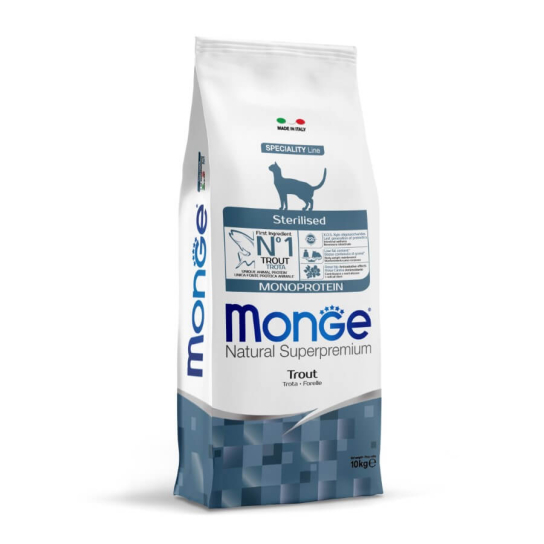 MONGE NS MONOPROTEIN CAT STERILISED - за кастрирани котки над 1г., Пъстърва, 10кг -  - Zoolink