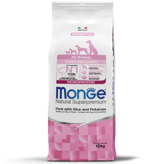 MONGE NS MONOPROTEIN PUPPY ALL BREEDS - за кученца до 1г., Свинско, ориз и картофи, 12кг -  - Zoolink