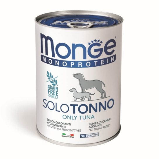 MONGE MONOPROTEIN DOG GRAIN FREE ONLY TUNA - пастет за кучета, с Риба Тон, консерва 400г -  - Zoolink