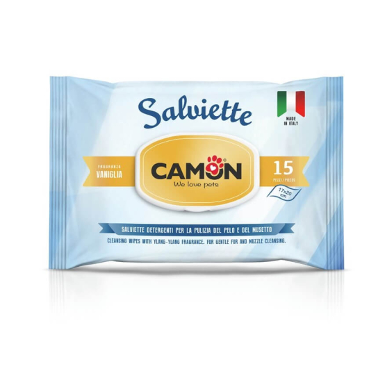 CAMON WIPES VANILLA - джобни мокри кърпички с аромат на ванилия, за куче/котка, 17х20см, 15бр. - - Zoolink CAMON WIPES VANILLA - джобни мокри кърпички с аромат на ванилия, за куче/котка, 17х20см, 15бр. - - Zoolink