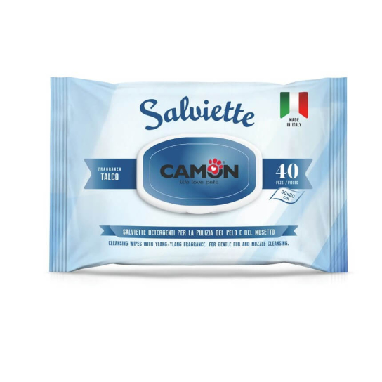 CAMON WIPES TALC - мокри кърпички с талк аромат бебешка пудра, за куче/котка, 30х20см, 40бр. - - Zoolink CAMON WIPES TALC - мокри кърпички с талк аромат бебешка пудра, за куче/котка, 30х20см, 40бр. - - Zoolink