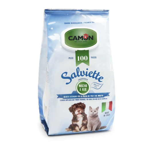 CAMON WIPES ALOE&MOSS - мокри кърпички с алое вера и мускус, за куче/котка, 30х17см, 100бр. - - Zoolink CAMON WIPES ALOE&MOSS - мокри кърпички с алое вера и мускус, за куче/котка, 30х17см, 100бр. - - Zoolink