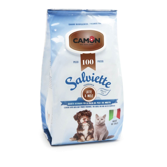 CAMON WIPES MILK&HONEY - мокри кърпички с аромат на мляко и мед, за куче/котка, 17х30см, 100бр. - - Zoolink CAMON WIPES MILK&HONEY - мокри кърпички с аромат на мляко и мед, за куче/котка, 17х30см, 100бр. - - Zoolink