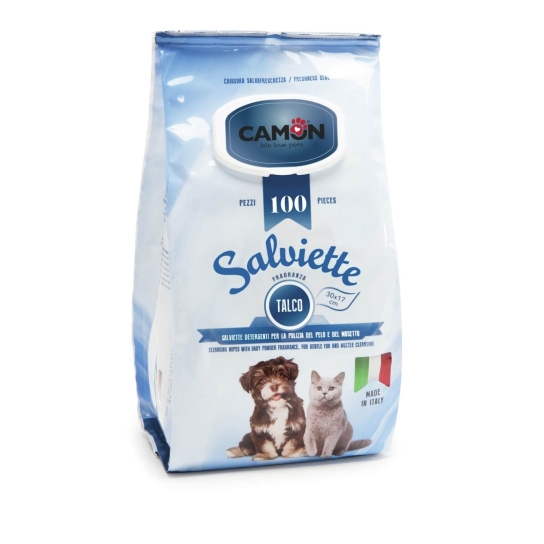 CAMON WIPES TALC - мокри кърпички с талк аромат бебешка пудра, за куче/котка, 30х17см, 100бр. - - Zoolink CAMON WIPES TALC - мокри кърпички с талк аромат бебешка пудра, за куче/котка, 30х17см, 100бр. - - Zoolink