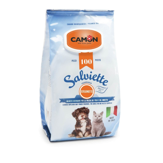 CAMON WIPES BERGAMOT - мокри кърпички с аромат на бергамот, за куче/котка, 30х17см, 100бр. - - Zoolink CAMON WIPES BERGAMOT - мокри кърпички с аромат на бергамот, за куче/котка, 30х17см, 100бр. - - Zoolink