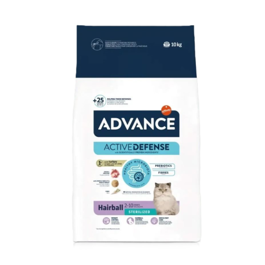 ADVANCE CAT ADULT HAIRBALL STERILIZED за кастрирани котки, срещу космени топки, Сьомга и ечемик,10кг -  - Zoolink