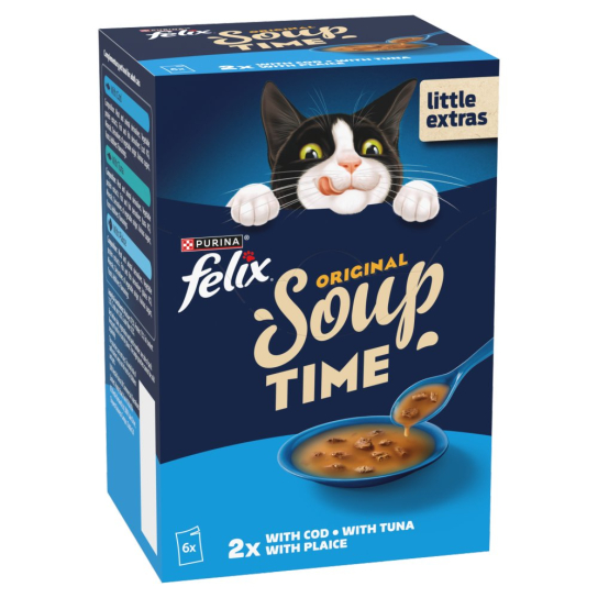 Purina FELIX SOUP - допълваща храна за котки, рибни супи: с Треска, с Тон, с Писия, мултипак 6x48г -  - Zoolink