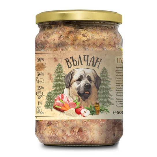Вълчан –  храна за кучета с пуйка, свинско и зеленчуци, 500 г -  - Zoolink