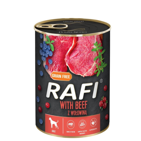 RAFI DOG BEEF - за израснали кучета, с Говеждо, плодове, консерва 400г -  - Zoolink