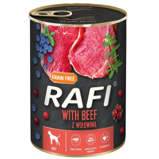 RAFI DOG BEEF - за израснали кучета, с Говеждо, плодове, консерва 800г -  - Zoolink
