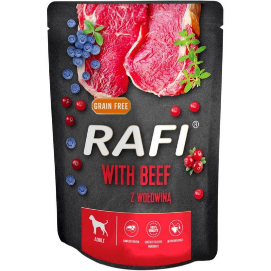 RAFI DOG BEEF - за израснали кучета, с Говеждо, плодове, пауч 500г -  - Zoolink