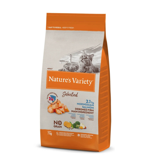 NATURE`S VARIETY CAT - за израснали котки, с норвежка Сьомга, 7кг -  - Zoolink