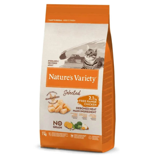 NATURE`S VARIETY CAT STERILIZED - за кастрирани котки, със свободно отгледано Пиле, 7кг -  - Zoolink