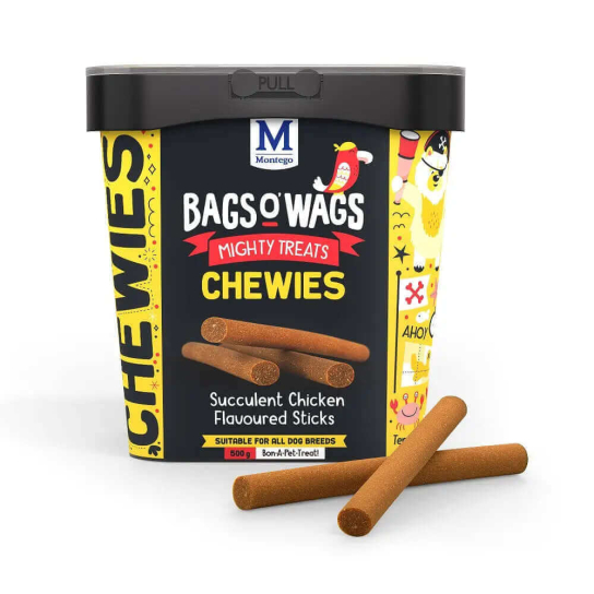 BAGS O’ WAGS CHEWIES STICKS CHICKEN - лакомства за куче пръчици с вкус Пиле, 500г -  - Zoolink