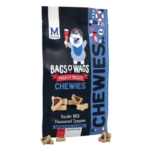 BAGS O’ WAGS CHEWIES TJOPPIES BBQ  - лакомства за куче хапки с вкус Барбекю, 120г -  - Zoolink