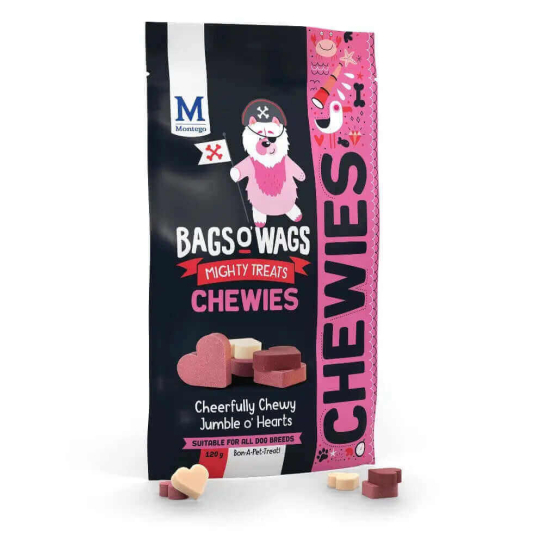BAGS O’ WAGS CHEWIES HEARTS - лакомства за куче дъвчащи сърчица микс, 120г -  - Zoolink