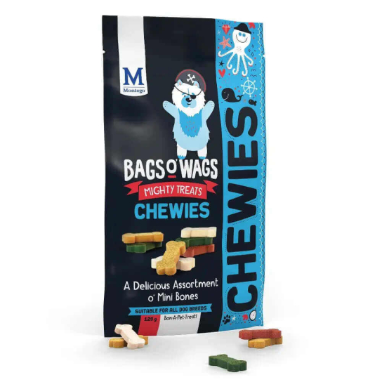 BAGS O’ WAGS CHEWIES MINI BONES - лакомства за куче мини кокалчета микс, 120г -  - Zoolink