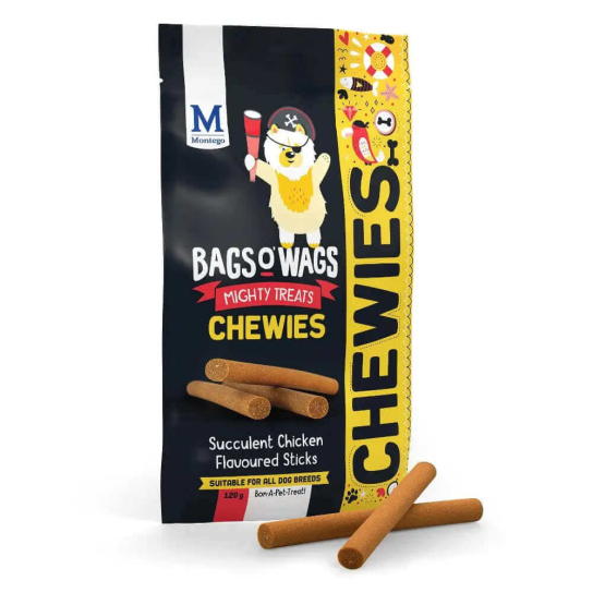 BAGS O’ WAGS CHEWIES STICKS CHICKEN - лакомства за куче пръчици с вкус Пиле, 120г -  - Zoolink