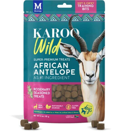 KAROO WILD ANTELOPE ROSEMARY BITS  - лакомства за куче хапки с месо от Антилопа и Розмарин, 113г -  - Zoolink