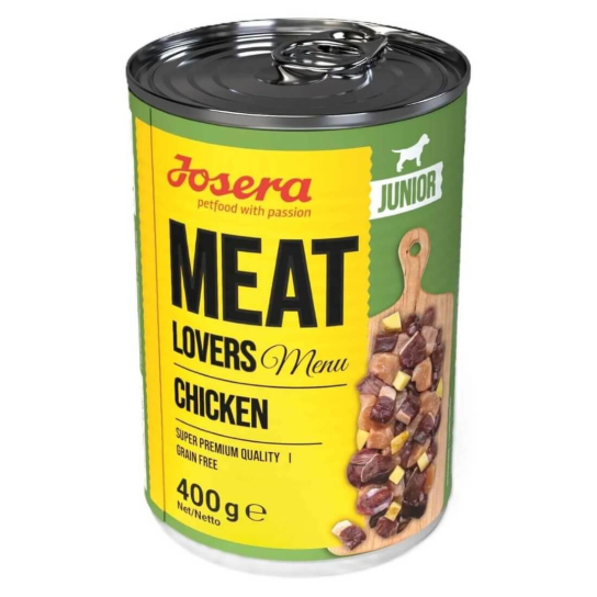 JOSERA JUNIOR MEAT LOVERS MENU - за подрастващи кучета с Пиле, консерва 400 г -  - Zoolink