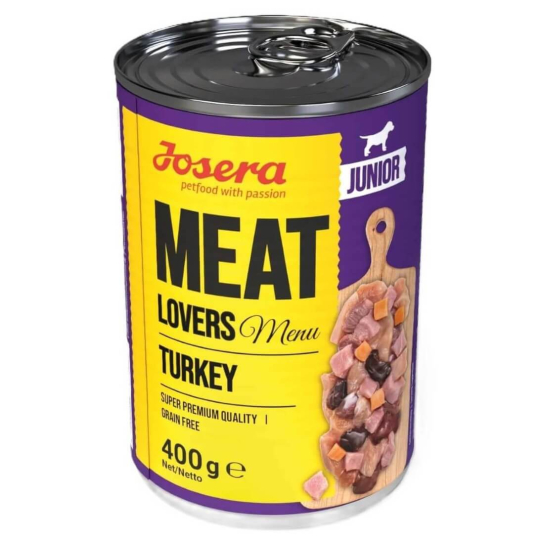 JOSERA JUNIOR MEAT LOVERS MENU - за подрастващи кучета с Пуйка, консерва 400 г -  - Zoolink