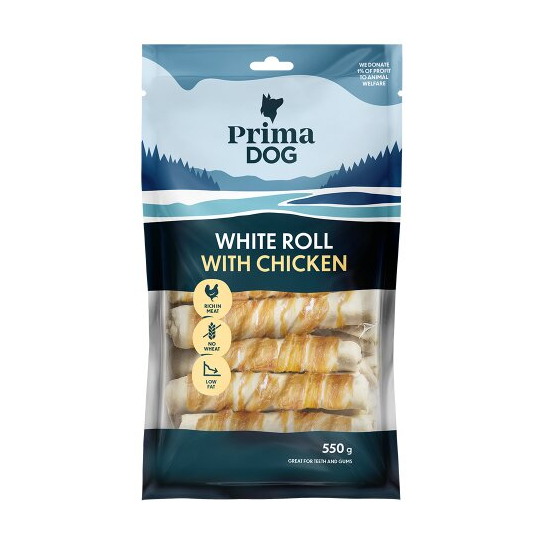 PRIMA DOG WHITE ROLL WITH CHICKEN - роле солети за куче с Пилешко, 550 г -  - Zoolink