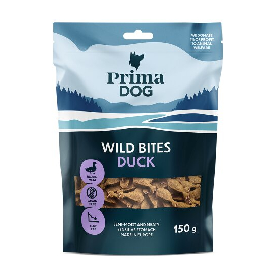 PRIMA DOG WILD BITES DUCK - деликатесни меки лакомства за куче с Патешко и ехинацея, 150 г -  - Zoolink