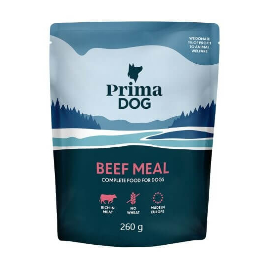 PRIMA DOG BEEF MEAL - за кучета с Говеждо месо, пауч 260 г -  - Zoolink