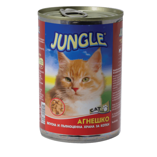 JUNGLE CAT - за израстнали за котки с Агнешко, консерва 410 г -  - Zoolink