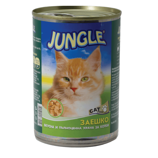 JUNGLE CAT - за израстнали котки със Заешко, консерва 410 г -  - Zoolink