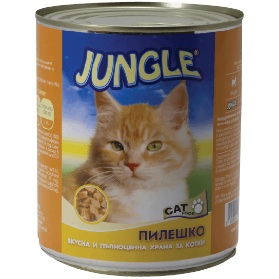 JUNGLE CAT - за израстнали за котки с Пилешко, консерва 820 г -  - Zoolink