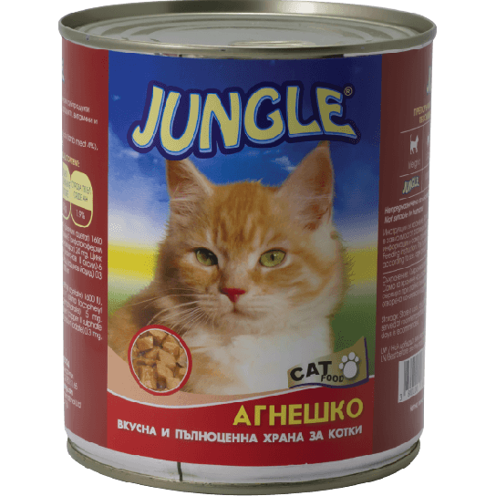 JUNGLE CAT - за израстнали за котки с Агнешко, консерва 820 г -  - Zoolink