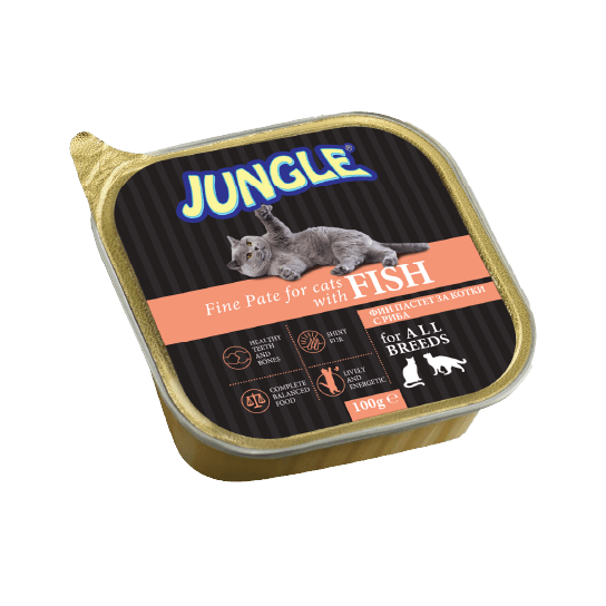 JUNGLE CAT FISH - фин пастет за израстнали котки с Риба, терин 100 г -  - Zoolink