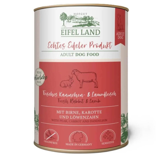 EIFEL LAND ADULT FRESH RABBIT&LAMB - за кучета с прясно Заек и Агне, круша, глухарче, консерва 400 г - - Zoolink EIFEL LAND ADULT FRESH RABBIT&LAMB - за кучета с прясно Заек и Агне, круша, глухарче, консерва 400 г - - Zoolink