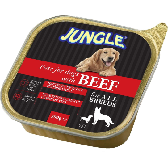 JUNGLE DOG BEEF - пастет за израснали кучета с Телешко месо, терин 300 г -  - Zoolink