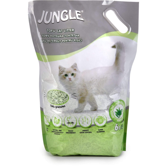 JUNGLE TOFU CAT LITTER - тофу котешка тоалетна с аромат на Зелен чай, 6 л -  - Zoolink