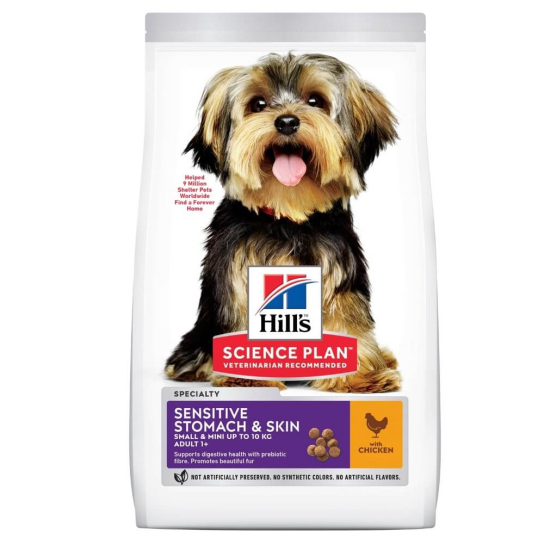 Hill’s SP Canine Adult Small&Mini Sensitive Stomach&Skin - за куче до 10 кг и над 1г., Пиле, 3кг -  - Zoolink