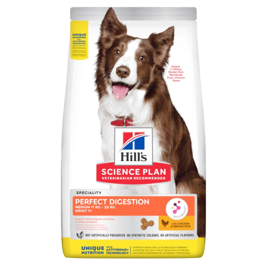 Hill’s SP Canine Adult Perfect Digestion Medium - за кучета от 11 до 25 кг над 1г., с Пиле, 14 кг -  - Zoolink
