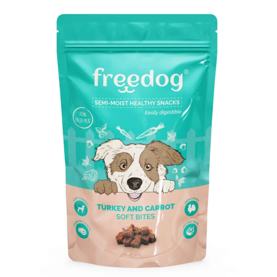 FREEDOG Snack Semi-Moist Turkey&Carrot - лакомства за куче, меки хапки с Пуйка и моркови, 100г -  - Zoolink