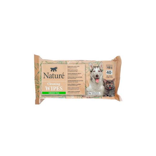 NATURE WIPES GREEN TEA - Почистващи кърпички със зелен чай, за кучета и котки, 30х20см, 40бр. -  - Zoolink