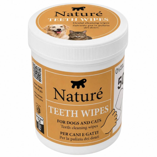 NATURE TEETH WIPES - Мокри кърпички /напръстник за почистване на зъби за кучета и котки, 50бр. -  - Zoolink