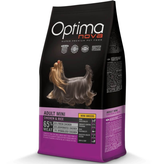 OPTIMA NOVA DOG ADULT MINI CHICKEN&RICE - за пораснали кучета от малки породи, Пиле и ориз, 6 кг -  - Zoolink