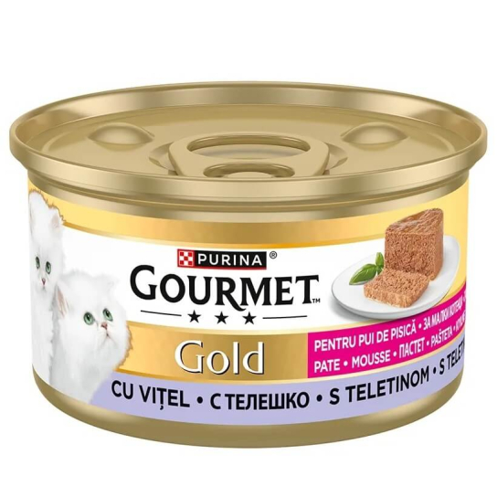 Purina Gourmet Gold Kitten Mousse Veal - пастет за котенца, Телешко, 85г -  - Zoolink