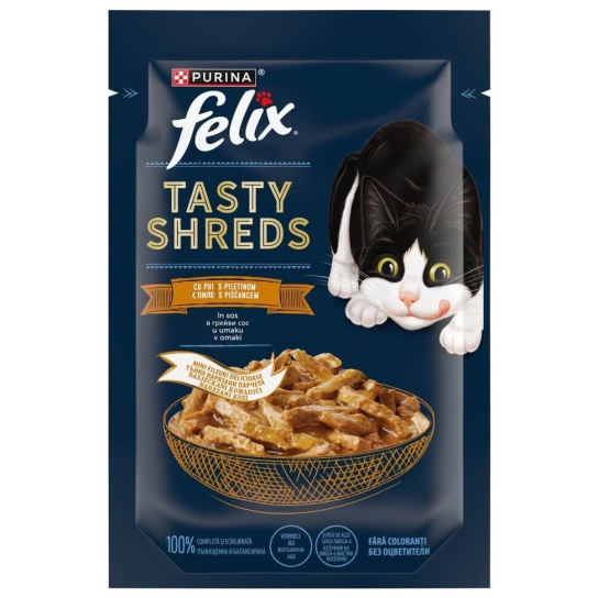 Purina Felix Tasty Shreds за котки в зряла възраст с Пиле, 80g -  - Zoolink